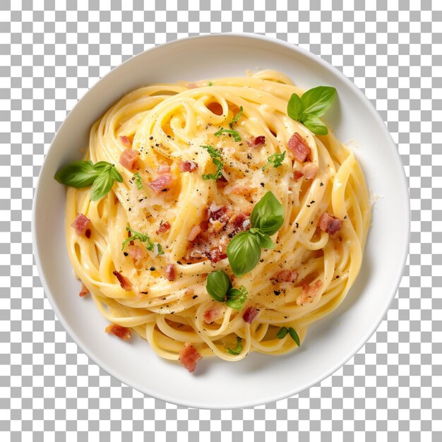 PSD pasta carbonara auf durchsichtigem hintergrund