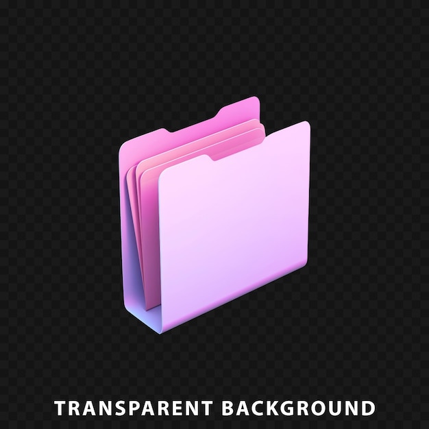 Pasta de arquivo de renderização 3d isolada em fundo transparente