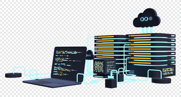 Pasta de arquivos 3d na tela do laptop Laptop e arquivos Pasta de documentos Armazenamento compartilhar dados ilustração de renderização 3d