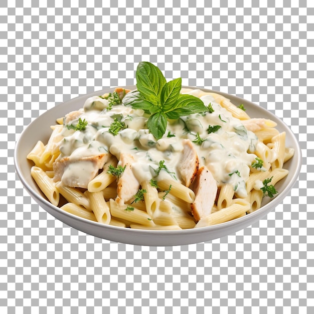 PSD pasta de frango alfredo em fundo transparente