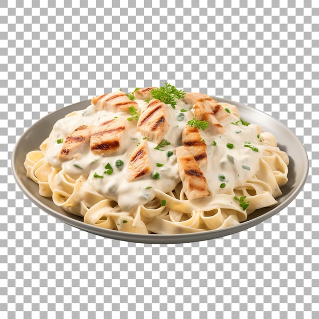 PSD pasta de frango alfredo em fundo transparente