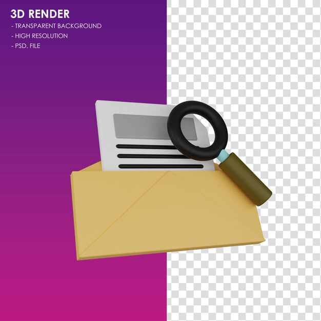 PSD pasta de pesquisa de ícone 3d