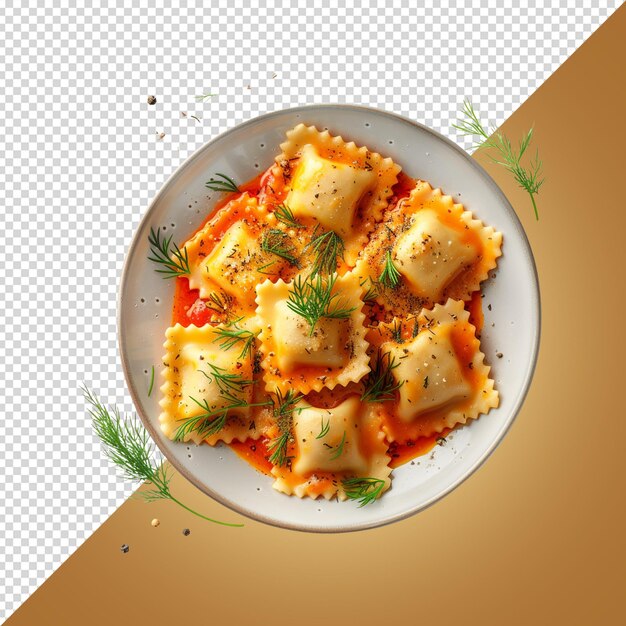 PSD pasta de ravioli isolada em fundo branco