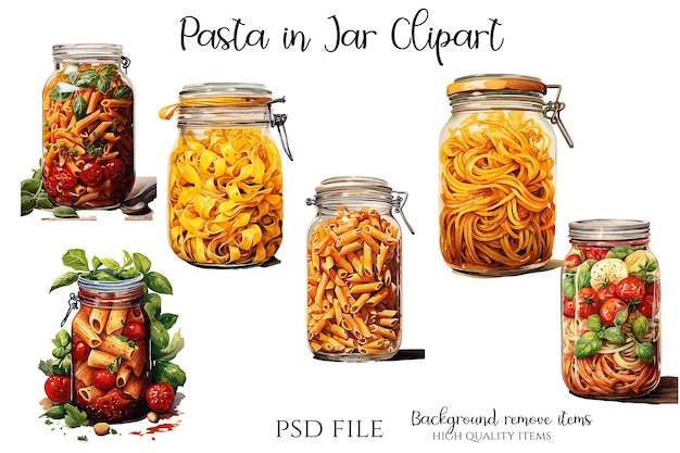 PSD pasta en el frasco clipart