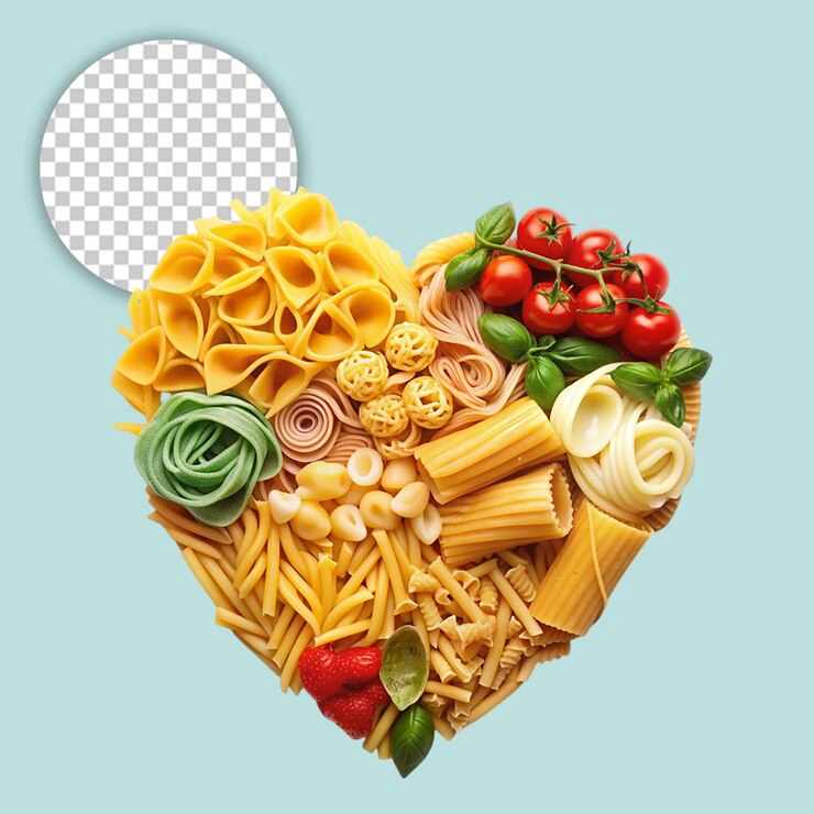 PSD una pasta italiana diferente sobre un fondo transparente