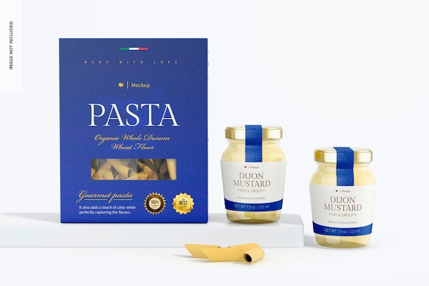 Pasta kit szene mockup, vorderansicht