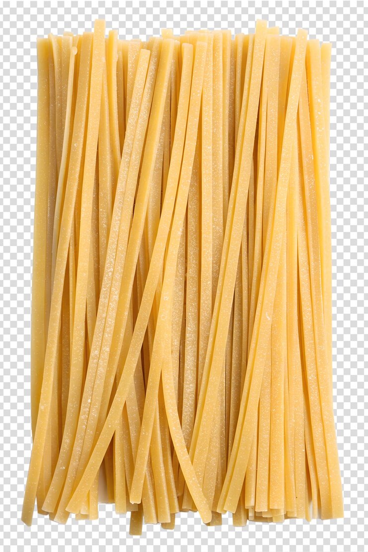 PSD pasta não cozida linguine isolada ingrediente da culinária italiana macarrão longo e plano pasta de trigo cru