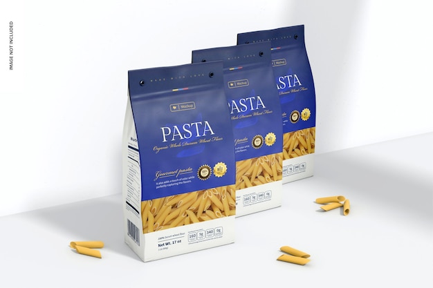 Pasta-papiertüten-mockup, linke ansicht