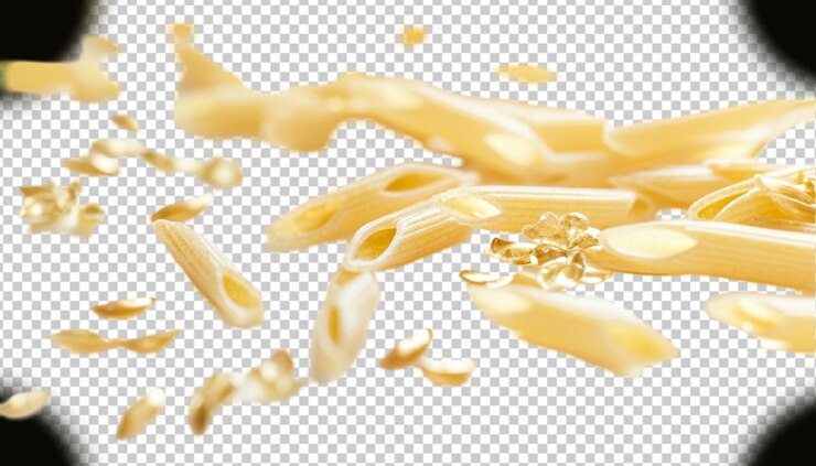 PSD pasta de penne sobre un fondo transparente