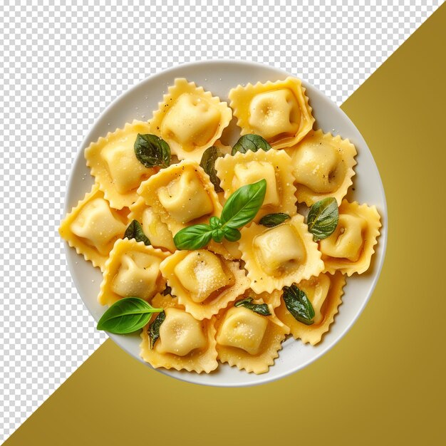 PSD pasta de ravioli aislada sobre un fondo blanco