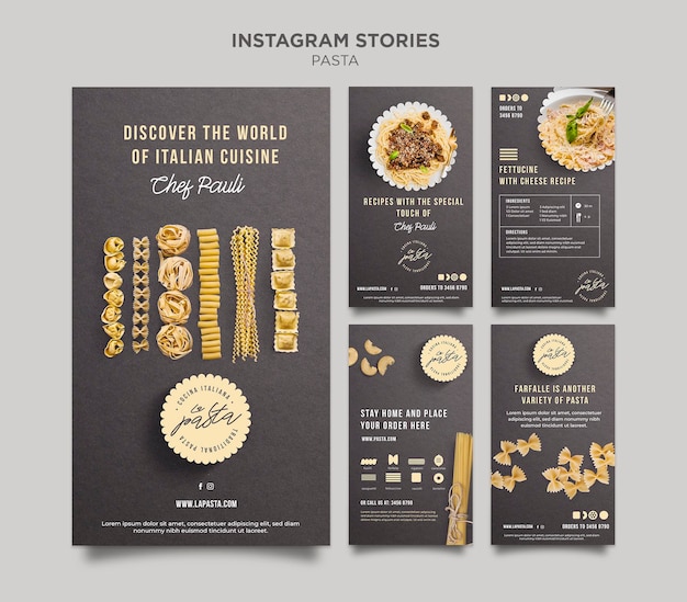 Pasta shop instagram geschichten vorlage