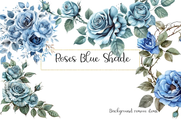 PSD paste blue roses wedding elements clipart