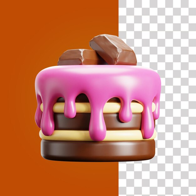 Pastel en 3D con ilustración de chocolate