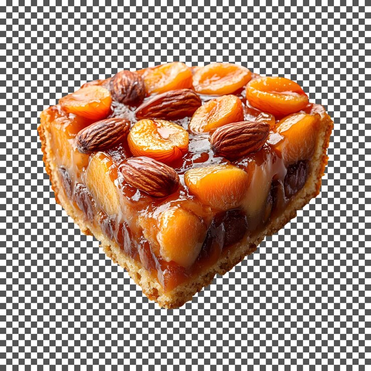 PSD pastel de albaricoque dulce y almendra aislado sobre un fondo transparente