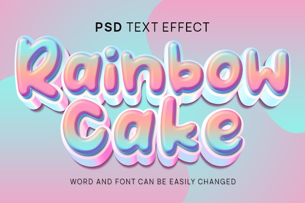 PSD pastel de arco iris efecto de texto 3d psd