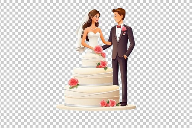 PSD pastel de boda con estatuilla