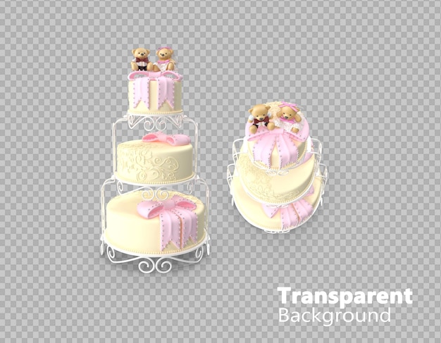 pastel de boda en un fondo transparente