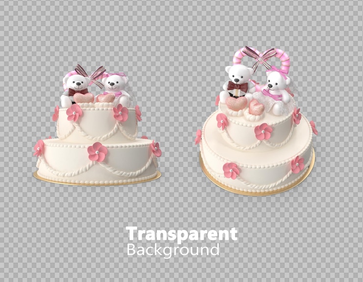 PSD pastel de boda en un fondo transparente