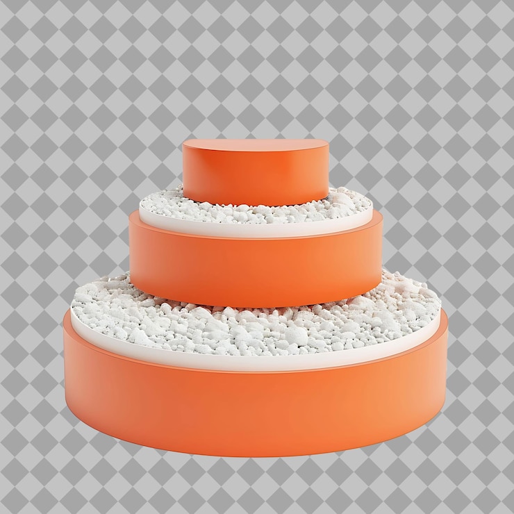PSD un pastel de boda de tres niveles con un pastel en forma de cuadrado en la parte superior
