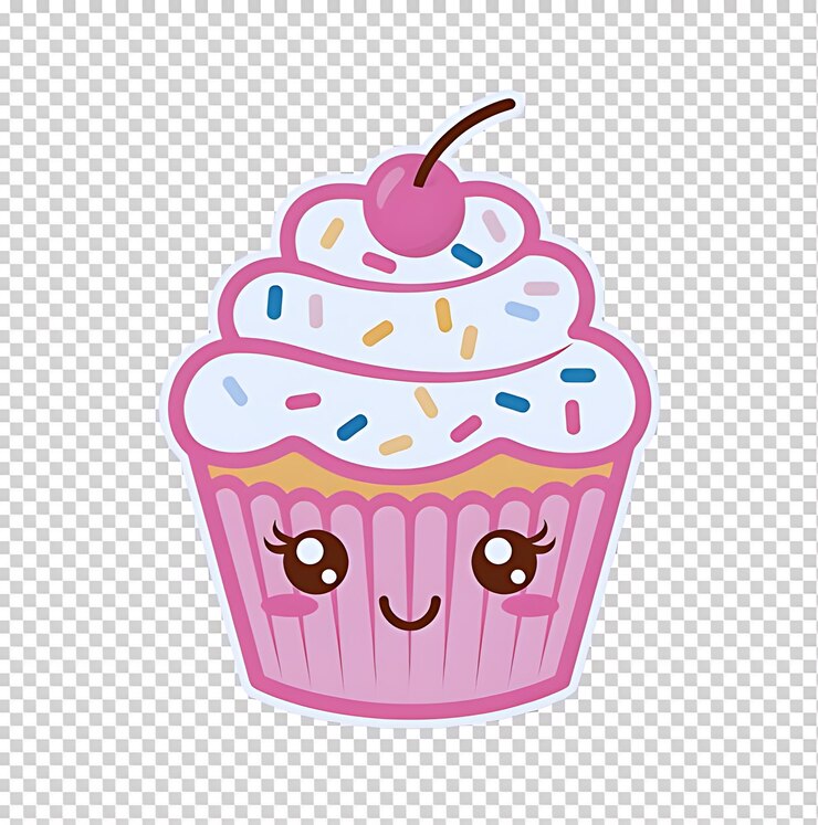 PSD un pastel con la cara de un pastel rosa con los ojos en él