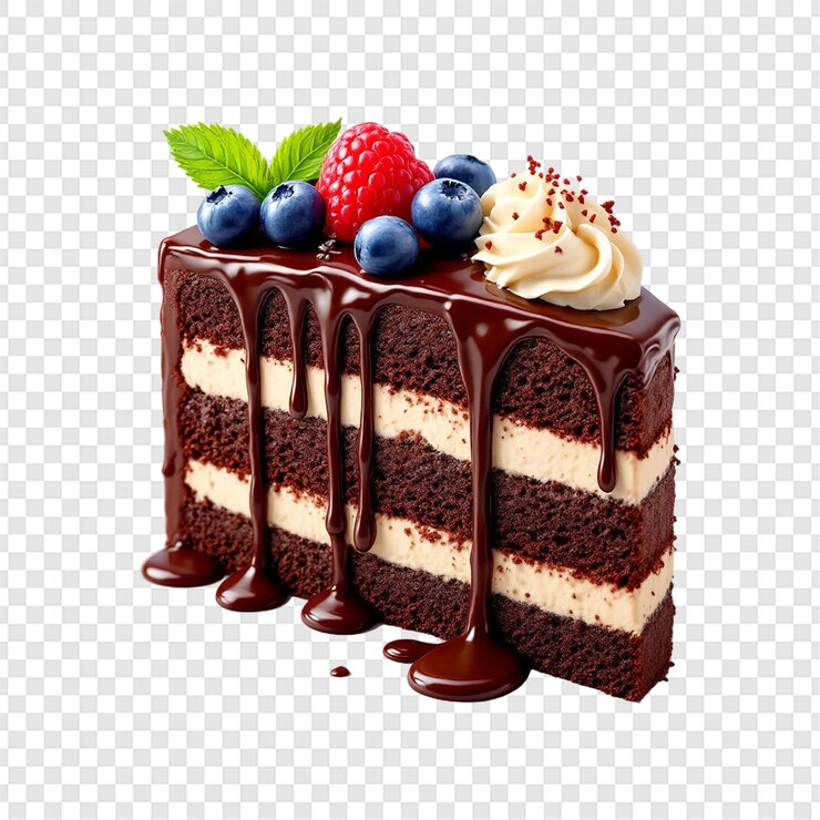 PSD pastel de chocolate aislado sobre un fondo transparente