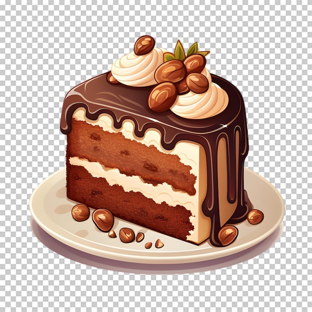 PSD pastel de chocolate dulce con frutas secas con fondo transparente aislado