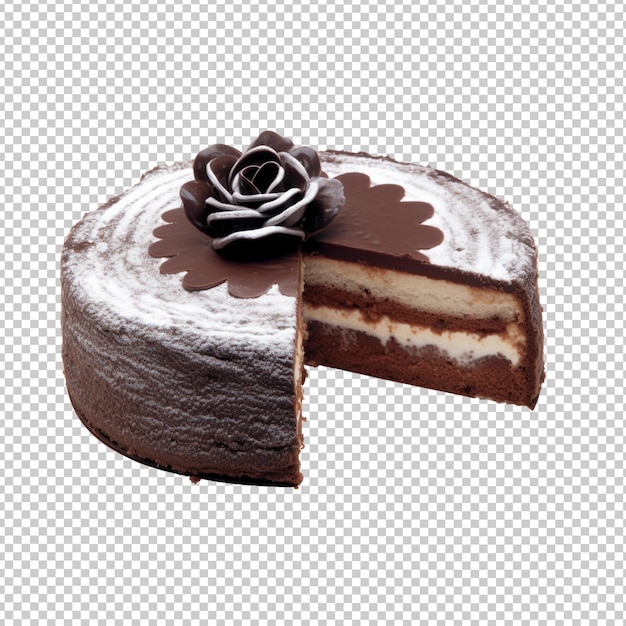 PSD pastel de chocolate con flor sin fondo png