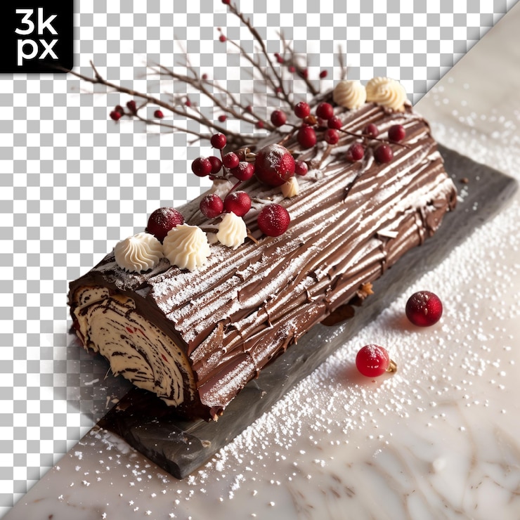 PSD un pastel de chocolate con frambuesas y crema en él