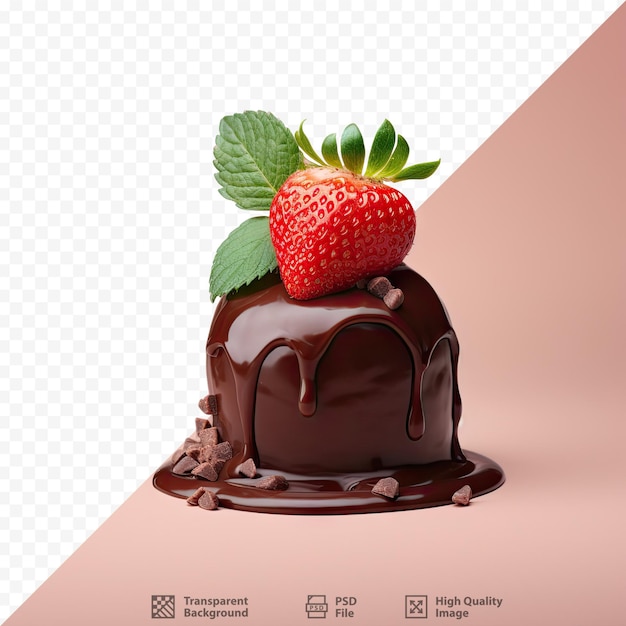 Un pastel de chocolate con una fresa encima.