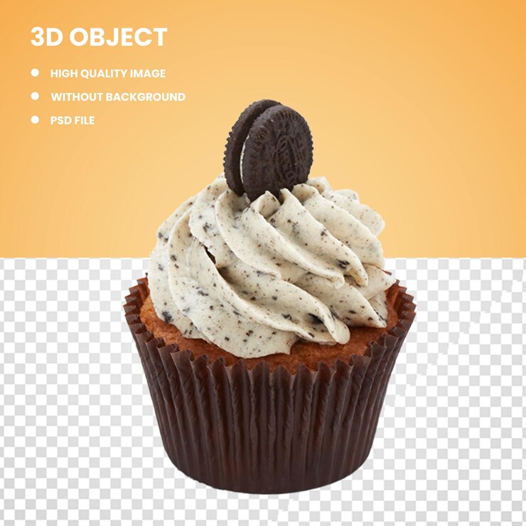 PSD pastel de chocolate psd con crema batida y galleta en él