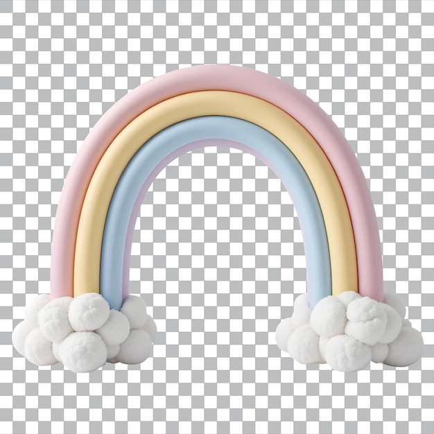 Pastel Colors Rainbow Arch with Clouds Isolated On Transparent