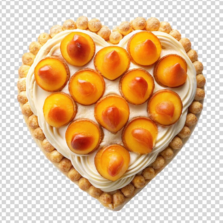 PSD pastel de corazón de melocotón aislado sobre un fondo transparente