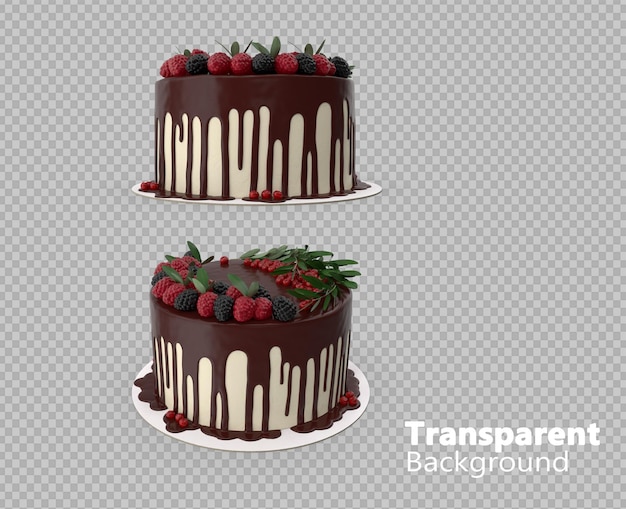 pastel con crema de chocolate sobre un fondo transparente