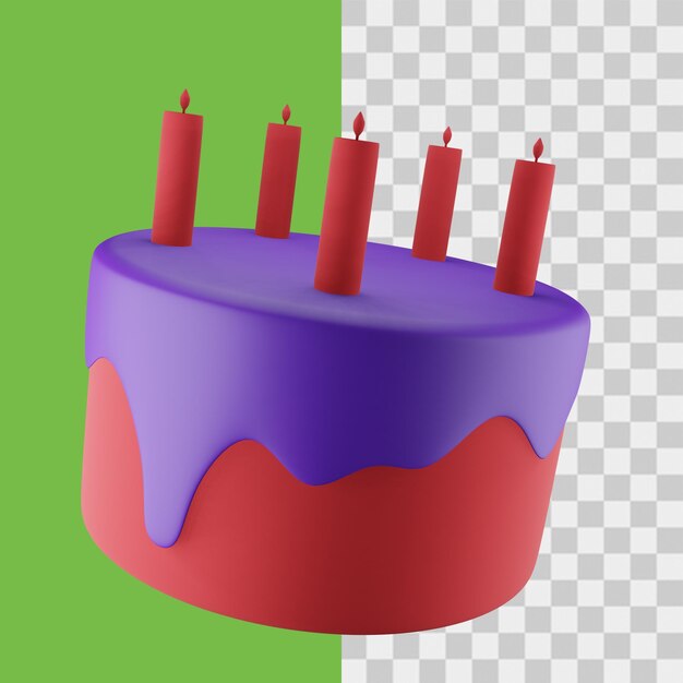 PSD pastel de cumpleaños 3d de 1 nivel