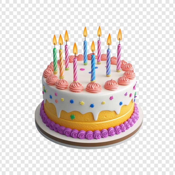PSD un pastel de cumpleaños festivo con velas de colores es un deleite