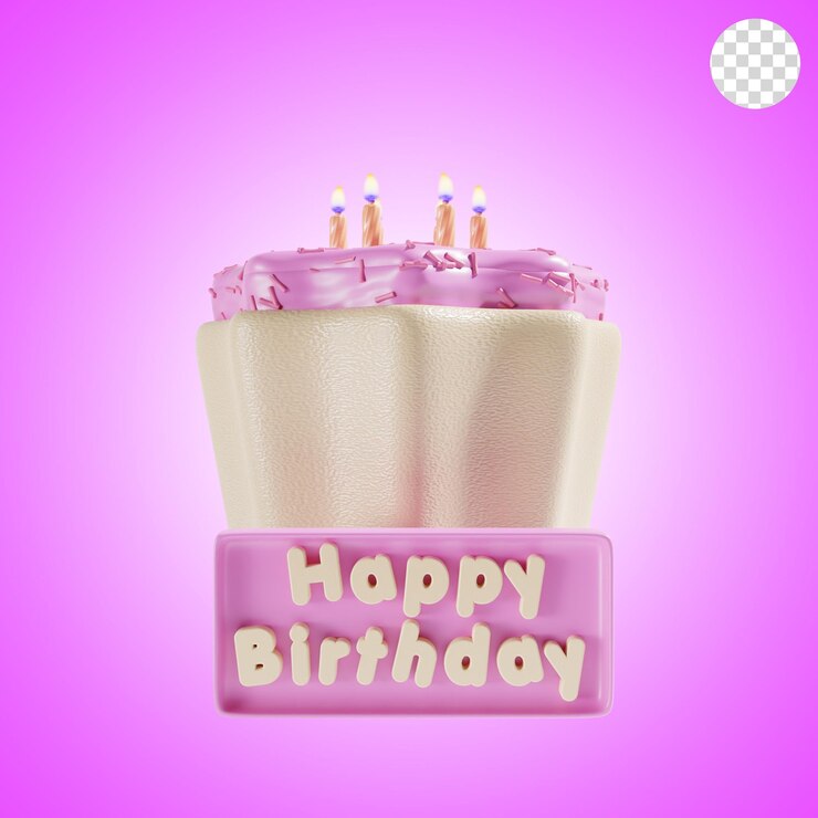 PSD pastel de cumpleaños en tema rosa