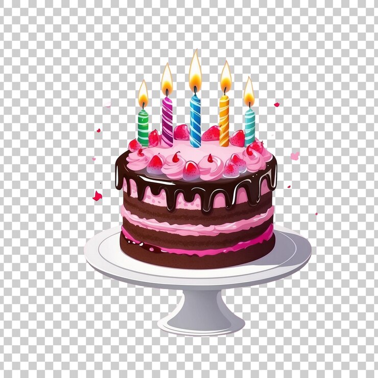 PSD un pastel de cumpleaños con velas y un pastel de fresa con el número 3