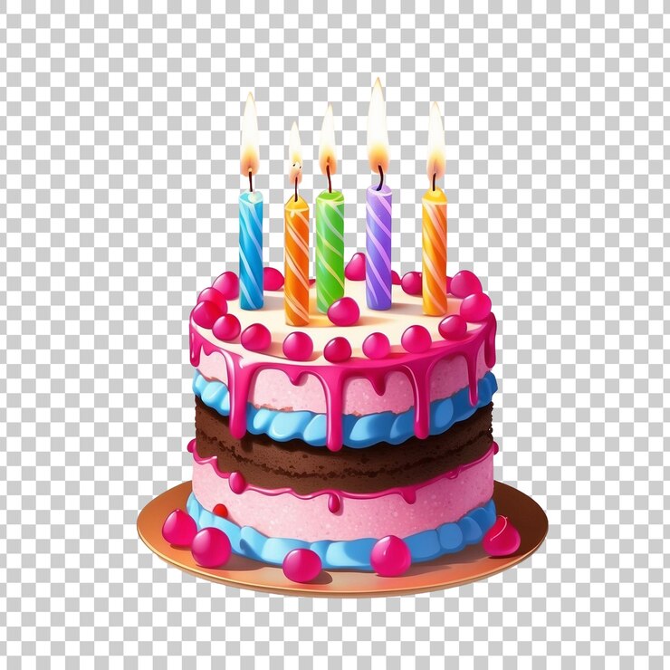 PSD un pastel de cumpleaños con velas y un pastel de fresa con el número 3