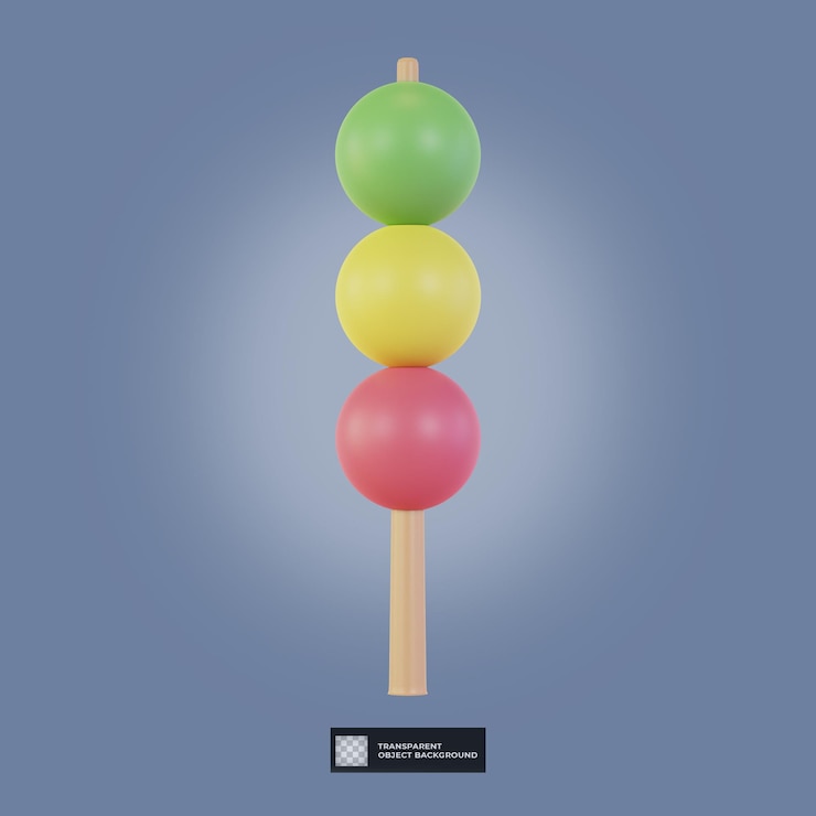 PSD pastel de dango de comida japonesa tradicional de render 3d