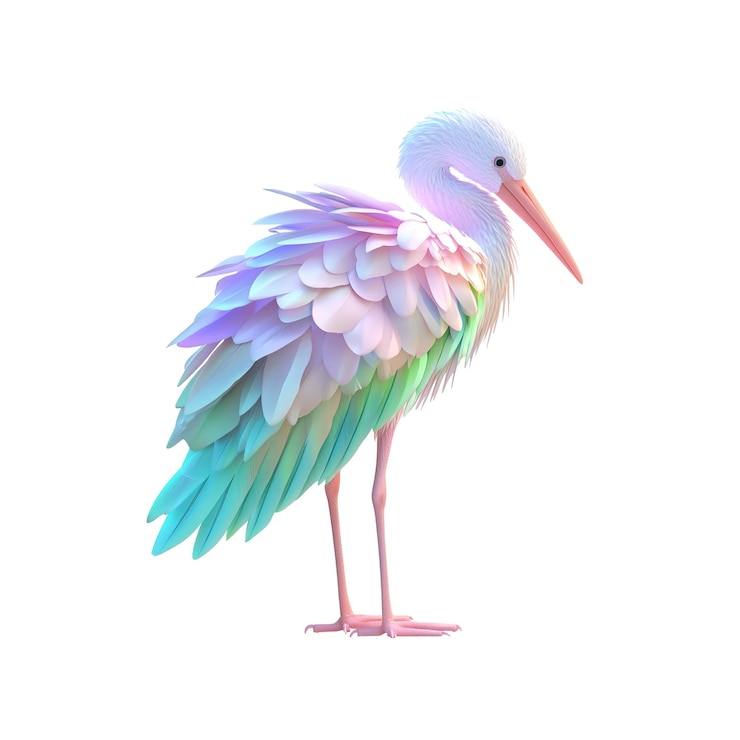 PSD pastel dream bird una caprichosa representación en 3d de una garza