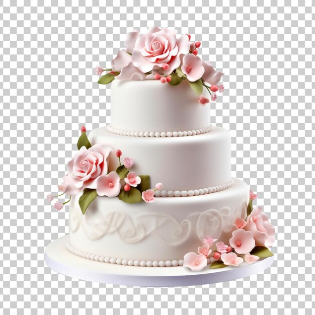 Pastel de fondante de boda sabroso aislado en un fondo transparente