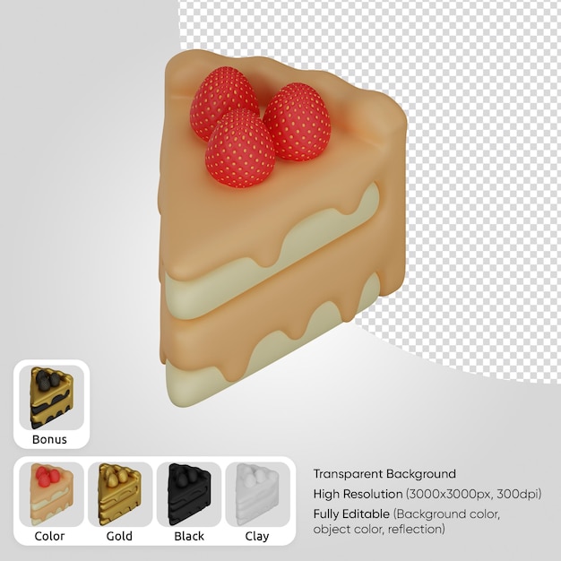 Pastel de fresas 3D