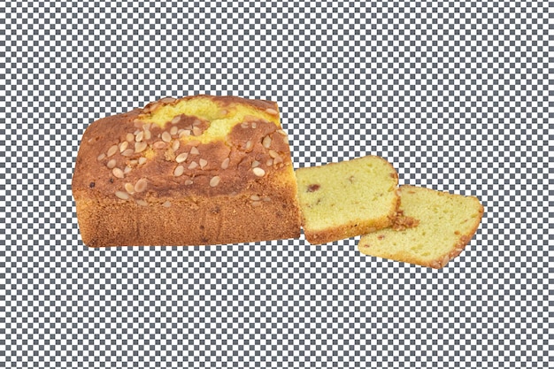 Pastel de frutas con rebanadas aisladas sobre un fondo transparente