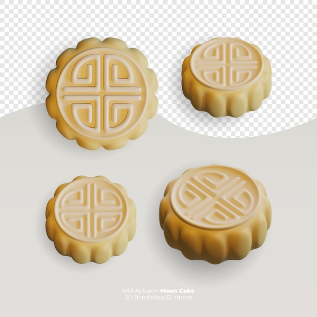 Pastel de luna de medio otoño elementos de renderizado 3d