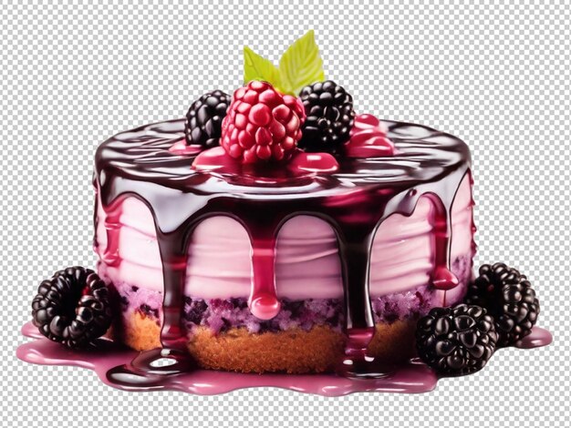 Pastel de moras en un fondo transparente