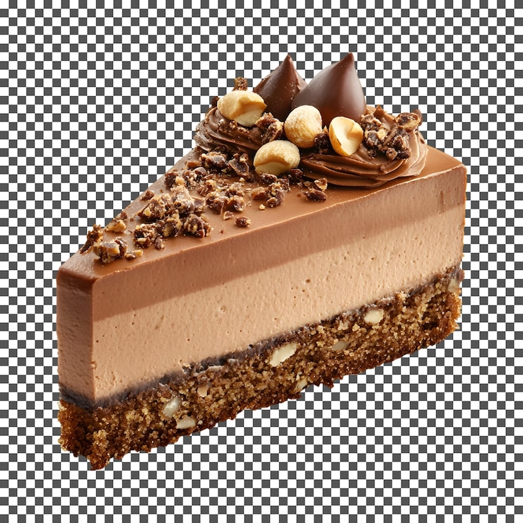 PSD pastel de mousse de praline de avellana dulce aislado sobre un fondo transparente