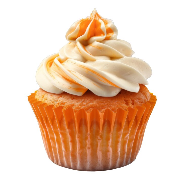 PSD pastel de naranja con helado blanco y naranja