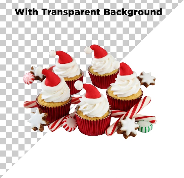 Pastel de Navidad con Xmas o Santa Hat PNG PSG aislado en un fondo transparente
