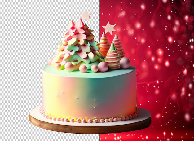 Pastel navideño con decoración.