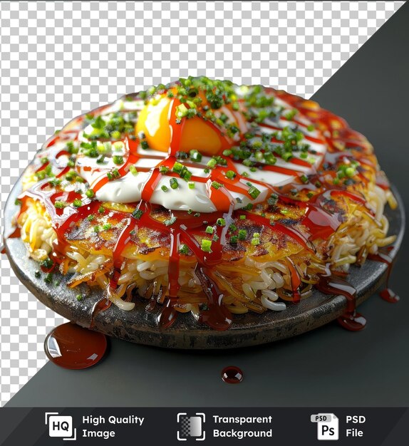 PSD el pastel de okonomiyaki en un plato